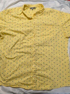 MOUNTAIN RIDGE 3XL BUTTON UP FRONT COLLAR SHIRT FLAMINGO AND PINEAPPLE CASUAL